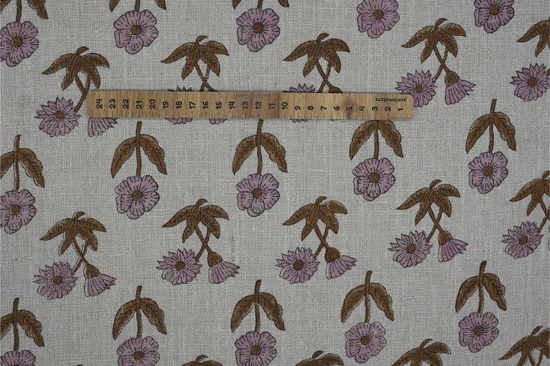 Eco- Friendly Hand Block Print Brown Thick Linen Fabric  – Kirti