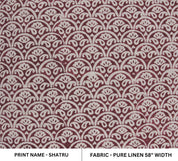 Pure Linen 58" Wide Block printed curtains, Indian Fabric, luxury fabric Linen, upholstery Linen, sewing fabric - Shatru Red
