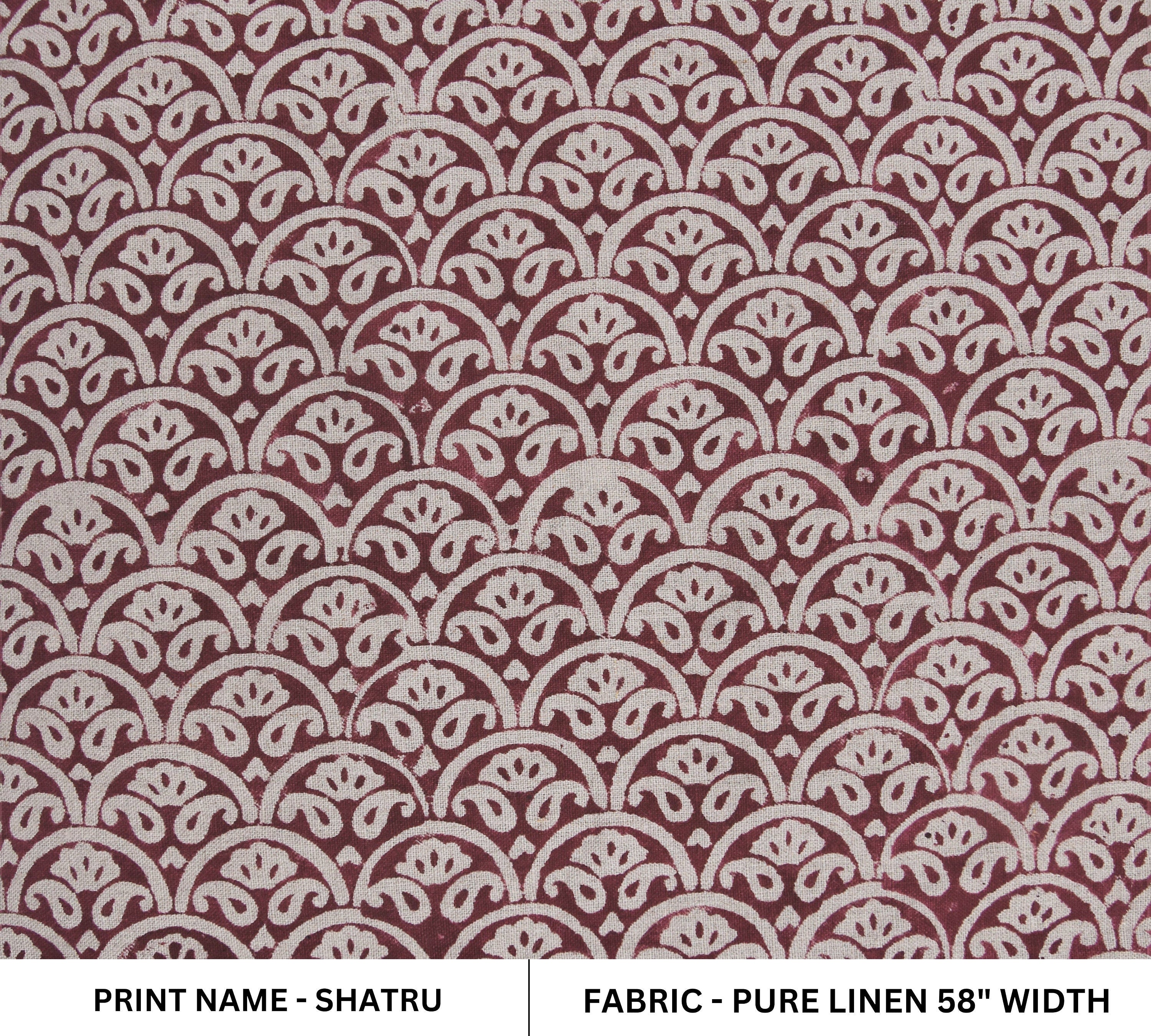 Pure Linen 58" Wide Block printed curtains, Indian Fabric, luxury fabric Linen, upholstery Linen, sewing fabric - Shatru Red