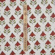 HANDMADE VISCOSE LINEN PREMIUM DESIGNER MAYUR FLORAL FABRIC – RED & GREEN INDOOR ROOM
