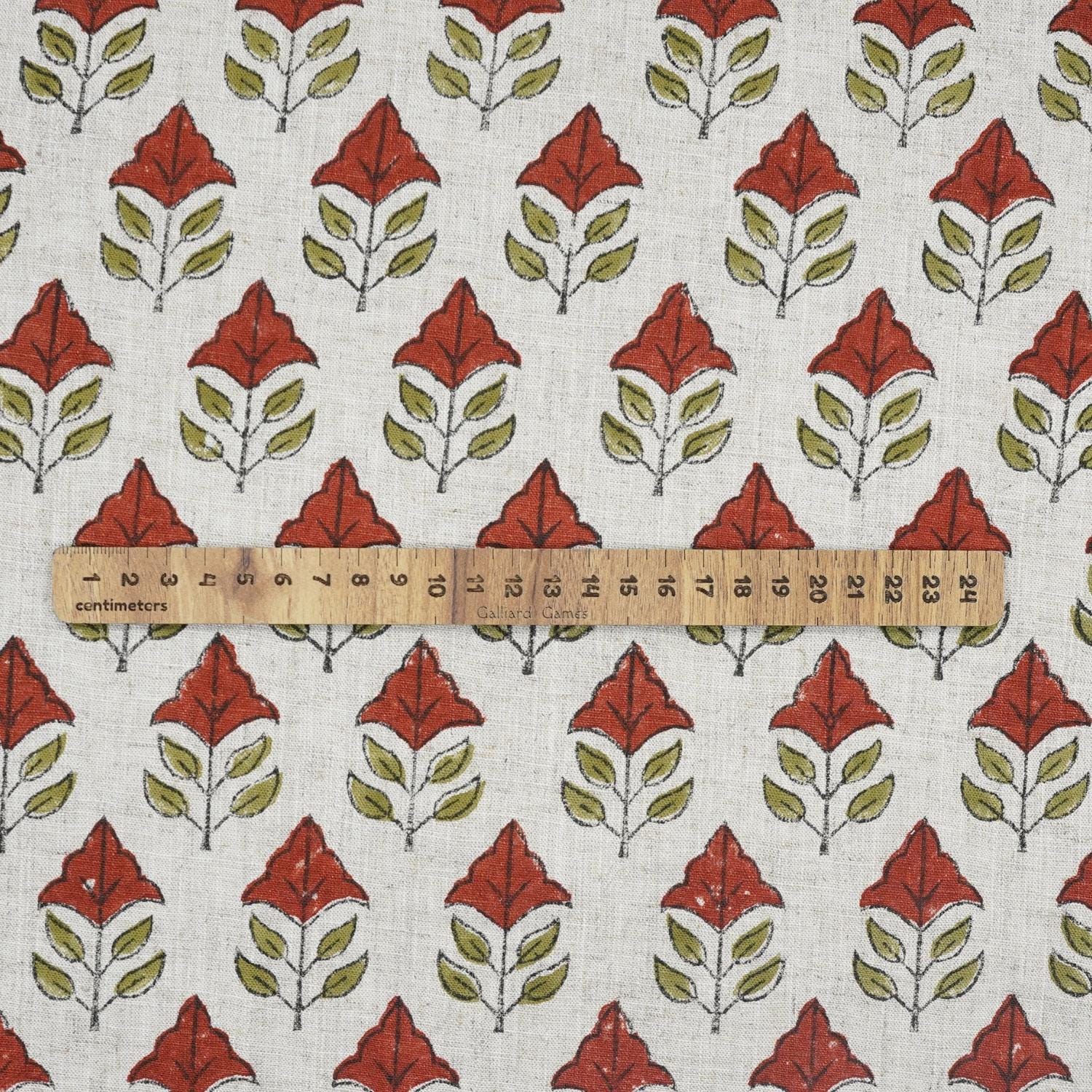 HANDMADE VISCOSE LINEN PREMIUM DESIGNER MAYUR FLORAL FABRIC – RED & GREEN INDOOR ROOM