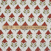 HANDMADE VISCOSE LINEN PREMIUM DESIGNER MAYUR FLORAL FABRIC – RED & GREEN INDOOR ROOM