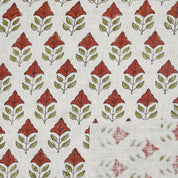 HANDMADE VISCOSE LINEN PREMIUM DESIGNER MAYUR FLORAL FABRIC – RED & GREEN INDOOR ROOM