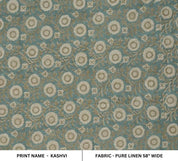 Eco-Friendly Pure Linen Hand Block Print Beige Floral Fabric - Kashvi