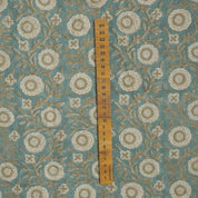 Eco-Friendly Pure Linen Hand Block Print Beige Floral Fabric - Kashvi