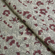 Linen Block Print Fabric 58 Inch Width Heavy Weight Linen Natural Base Color Curtains and Drapes Upholstery Handmade Art Pillow Covers Tablecloths and Runners Bedding Tote Bag Napkins by Fabritual