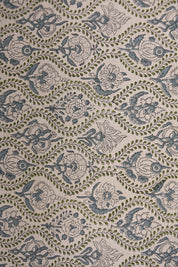 Linen Block Print Fabric 58 Inch Width Medium Weight Linen Natural Base Color Curtains and Drapes Upholstery Pillow Covers Tablecloths and Handwashable Runners Bedding Tote Bag Napkins by Fabritual