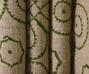 Linen Block Print Fabric 58 Inch Width Heavy Linen Natural Base Color Curtains and Drapes Upholstery Pillow Covers Tablecloths and Runners Bedding Tote Bag by Fabritual