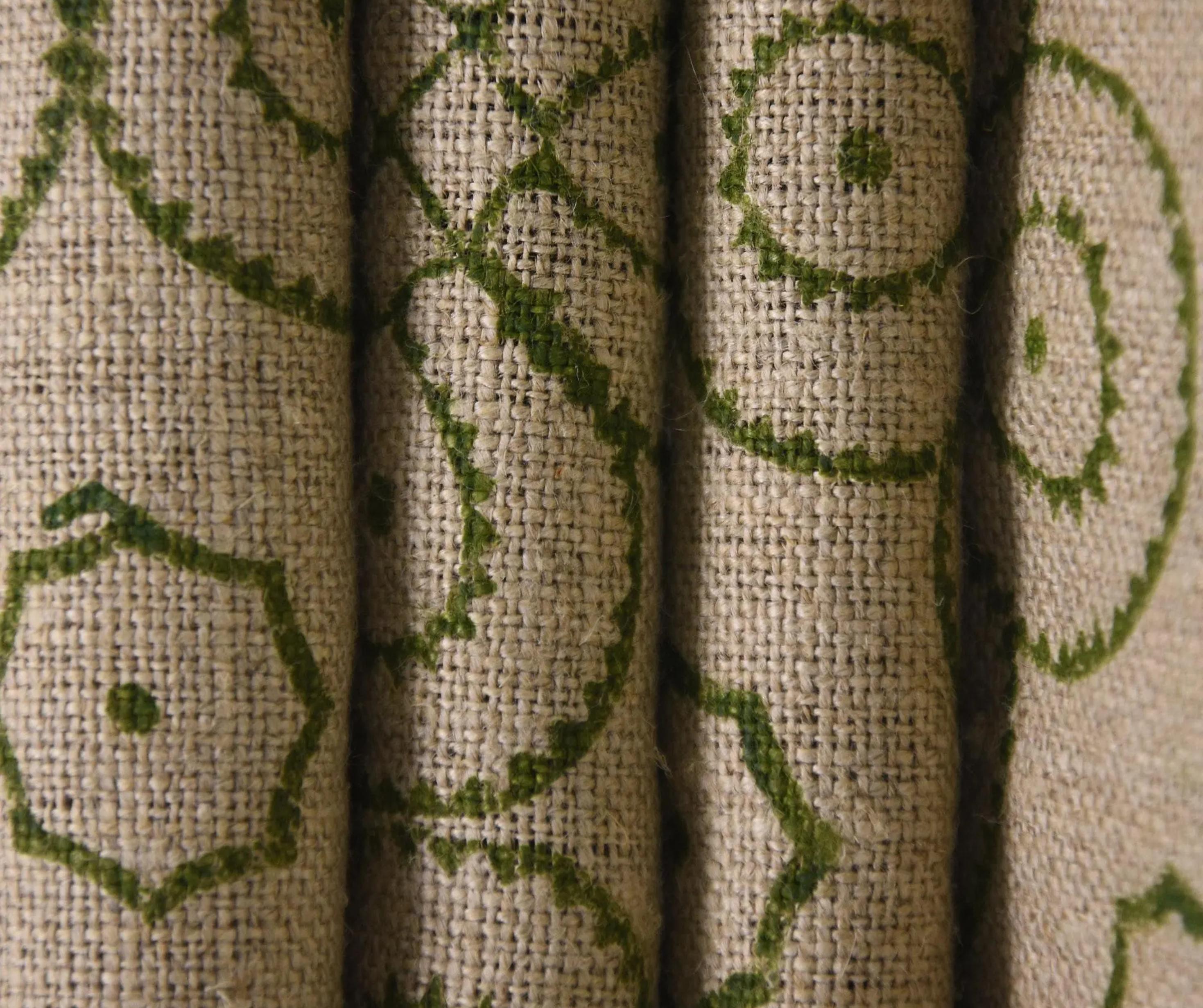 Linen Block Print Fabric 58 Inch Width Heavy Linen Natural Base Color Curtains and Drapes Upholstery Pillow Covers Tablecloths and Runners Bedding Tote Bag by Fabritual