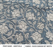 Linen Block Print Fabric Duck Canvas 50 Inch Width Medium Weight Linen Beige Base Color Curtains and Drapes Upholstery Handmade Art Pillow Covers Tablecloths and Runners Bedding Tote Bag Lampshades Napkins by Fabritual