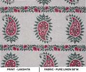 Wooden Block Printed Boho Pink and Gray Decorative Floral Pure Linen Fabric for Curtains - Lakshita