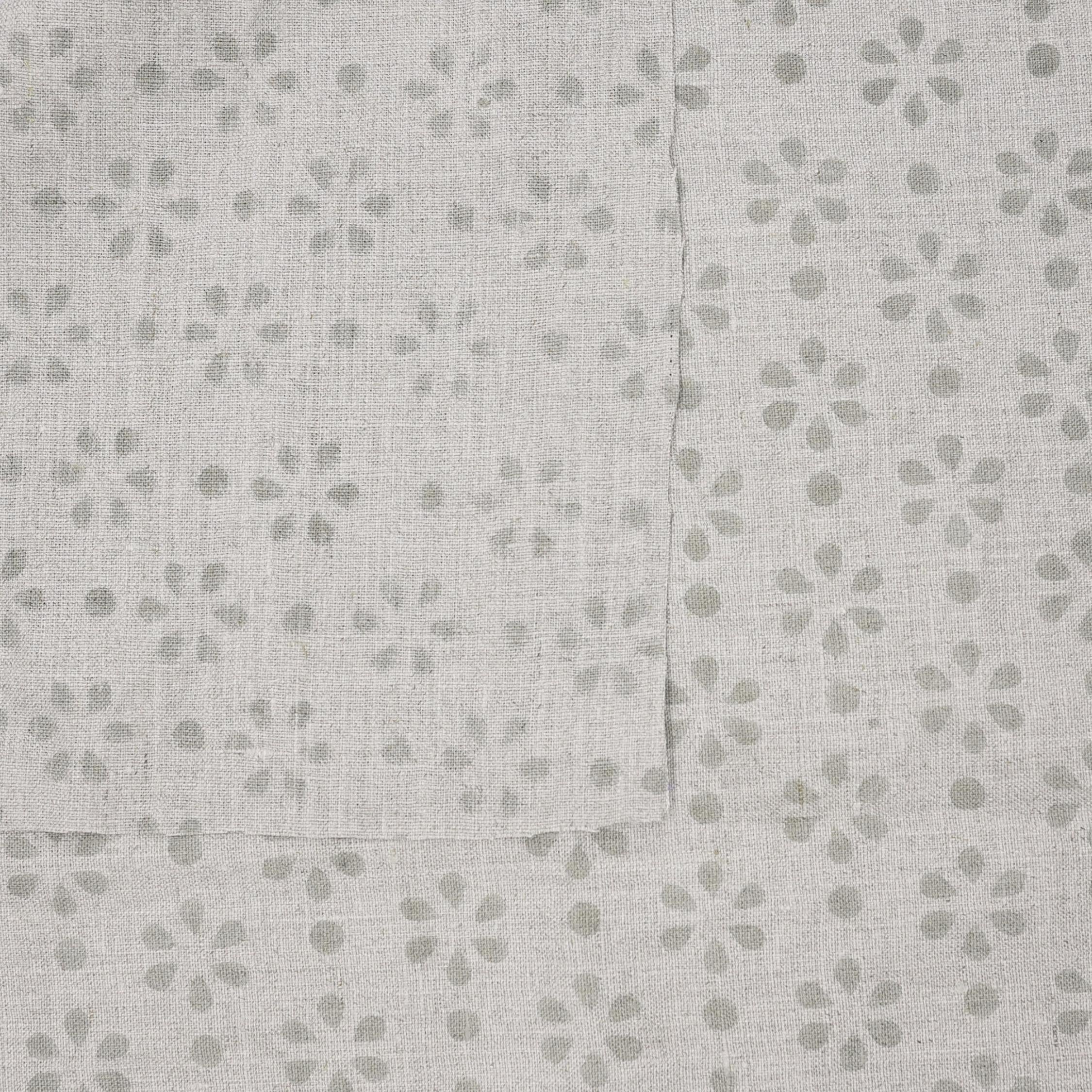 Handcrafted Gray Mini Rang Phool Print in Pure Linen Fabric 58" wide for Roman Shade
