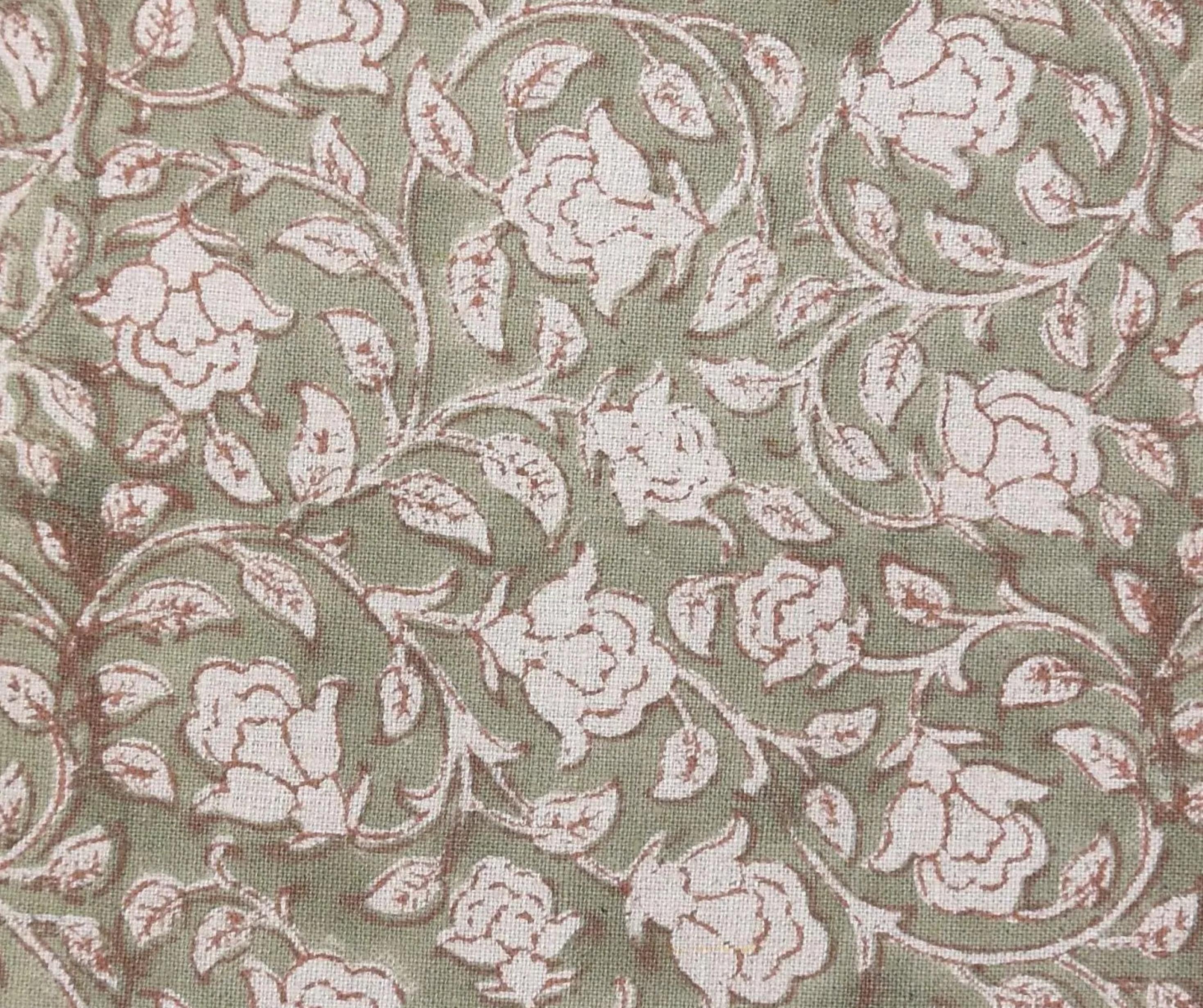 Linen Block Print Fabric 58 Inch Width Medium Weight Linen Natural Base Light Color Upholstery Pillow Covers Tablecloths and Runners Bedding Tote Bag Lampshades by Fabritual