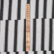 Hand Block Printed Black Stripe Pure Linen Boho Fabric for Curtains & Sofa Covers - Lekh Design