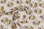 Cotton Block Print Fabric 50 Inch Width Medium Weight Duck Canvas Beige Base Color Tablecloths and Runners Curtains and Drapes Pillow Cover Curtains and Drapes  Bedding Tote Bag Lampshades by Fabritual