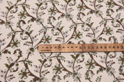 Cotton Block Print Fabric 50 Inch Width Medium Weight Duck Canvas Beige Base Color Curtains and Drapes Pillow Covers Tablecloths and Runners Bedding Tote Bag Lampshades by Fabritual
