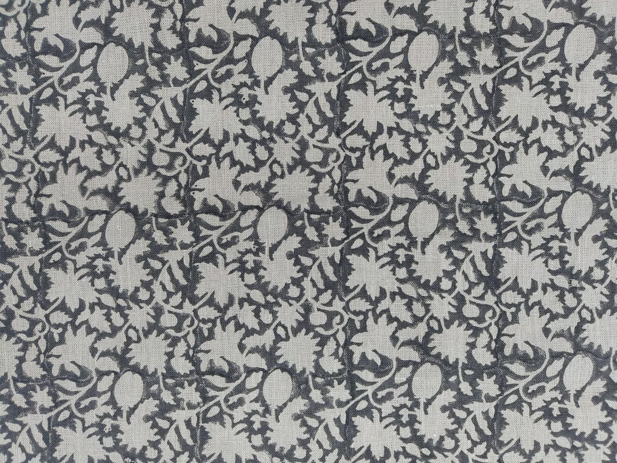 Linen Block Print Fabric 58 Inch Width Heavy Weight Linen Natural Base Color Curtains and Drapes Upholstery Handmade Art Pillow Covers Tablecloths and Runners Bedding Tote Bag Lampshades by Fabritual