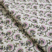 Earthy Toned Block Print Linen Fabric, 58” Width for Bedding and Window Treatments Handcrafted Linen Block Print Fabric, Durable Material for Totes and Table Runners Rustic Heavy Linen Fabric with Traditional Block Prints for Drapery and Accent Pillows .