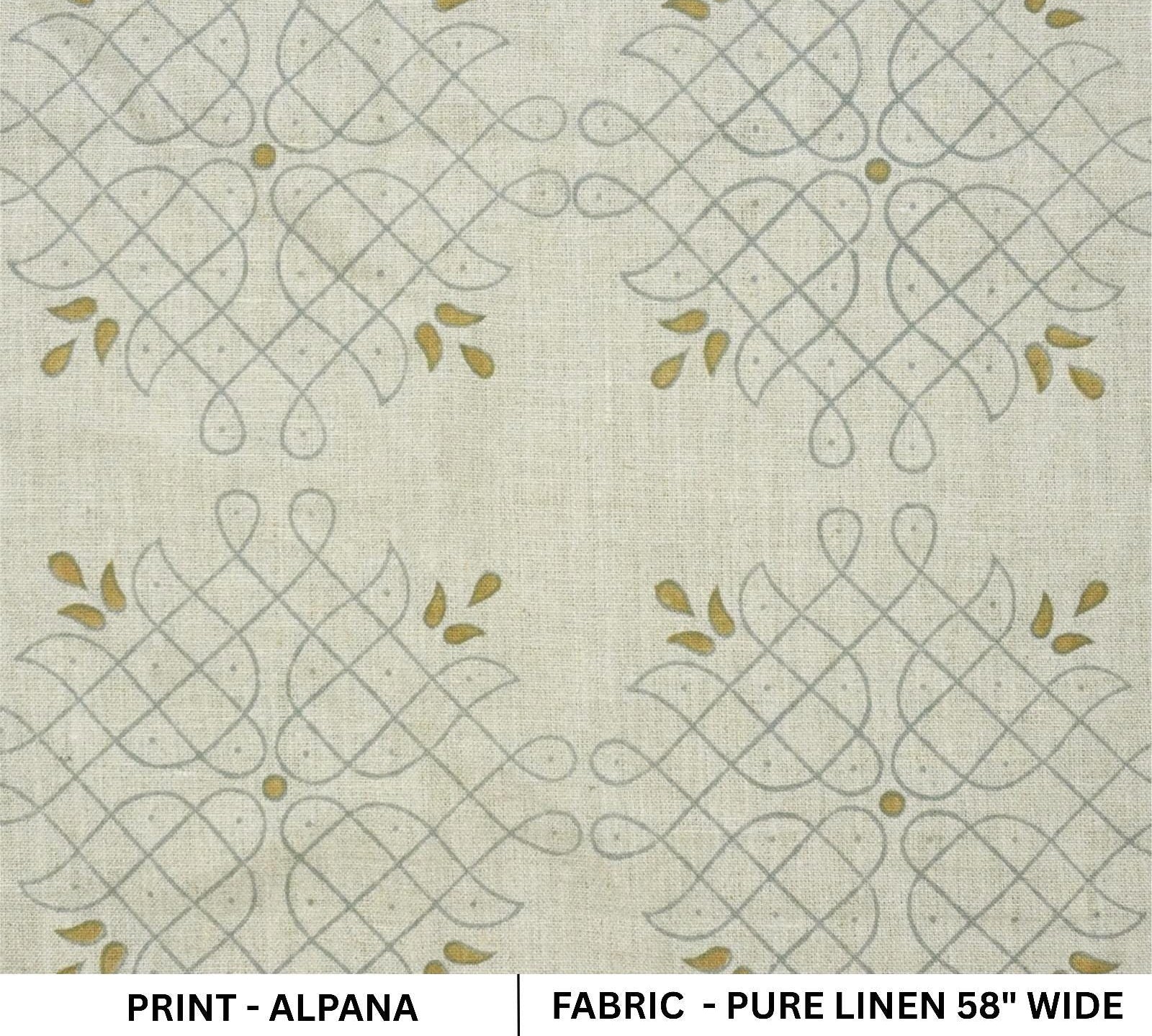 Neutral Heavy Linen with Global-Inspired Block Print for DIY Projects  Indian Block Print on Natural Linen Fabric for High-End Home Projects Minimalist Block Printed Linen in Heavyweight for Interior .