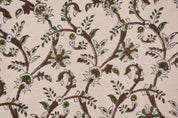 Cotton Block Print Fabric 50 Inch Width Medium Weight Duck Canvas Beige Base Color Curtains and Tablecloths and Runners Bedding Tote Bag Lampshades Napkins by Fabritual