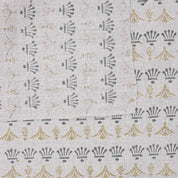 Indian Hand Block Hastakala Print Gray Floral Pure Linen Throw Fabric for Table Cover