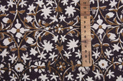 Indian Hand Block Printed Duck Canvas Dark Purple and Bronze Floral Fabric for Cushion Covers – Mahalakshmi