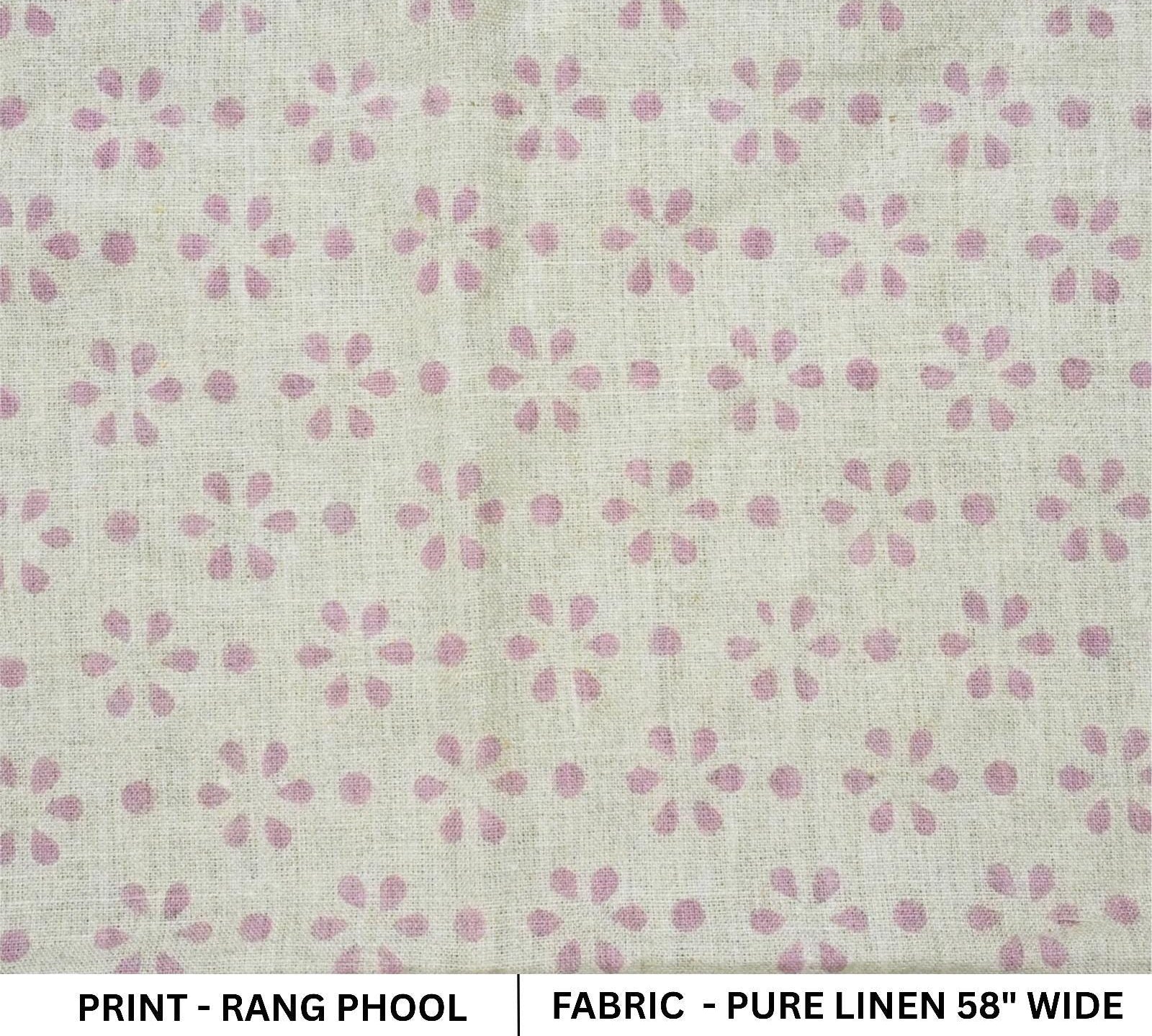 Handcrafted Heavy Linen Fabric in Neutral Tones, Perfect for Curtains and Runners Traditional Block Print on Thick Linen, Great for Upholstery and Home Furnishings Heavy Linen for Bedding, Table Covers, and Drapes with Classic Block Print .