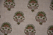 Linen Block Print Fabric 58&quot; Width Heavy Linen Natural Base Color Curtains and Drapes Covers Tablecloths and Runners Bedding Tote Bag by Fabritual