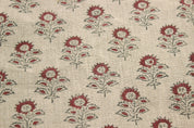 Linen Block Print Fabric 58&quot; Width Heavy Linen Natural Base Color Curtains and Drapes Upholstery Pillow Covers Tablecloths and Runners Bedding Tote Bag by Fabritual