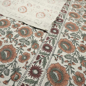 Linen Block Print Fabric 58 Inch Width Heavy Weight Linen Natural Base Color Curtains and Drapes Upholstery Handmade Art Pillow Covers Tablecloths and Runners Bedding Tote Bag Lampshades Napkins