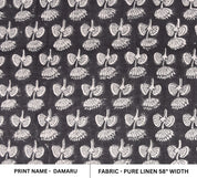 Earth-Toned Linen 58&quot; for Couch and Curtain Projects, Decorative Linen for Handmade Sofa Slipcovers and Runners, Premium Linen Fabric for Custom Home Styling Projects, Natural Linen with Hand Block Prints for Table Runners, Pure 58-Inch Linen for Cozy Boho Home Furnishings.