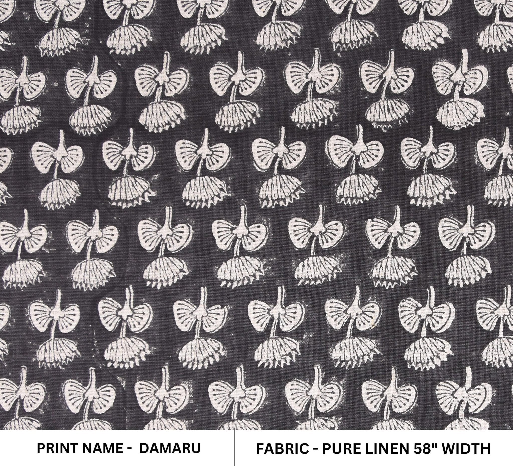 Earth-Toned Linen 58" for Couch and Curtain Projects, Decorative Linen for Handmade Sofa Slipcovers and Runners, Premium Linen Fabric for Custom Home Styling Projects, Natural Linen with Hand Block Prints for Table Runners, Pure 58-Inch Linen for Cozy Boho Home Furnishings.