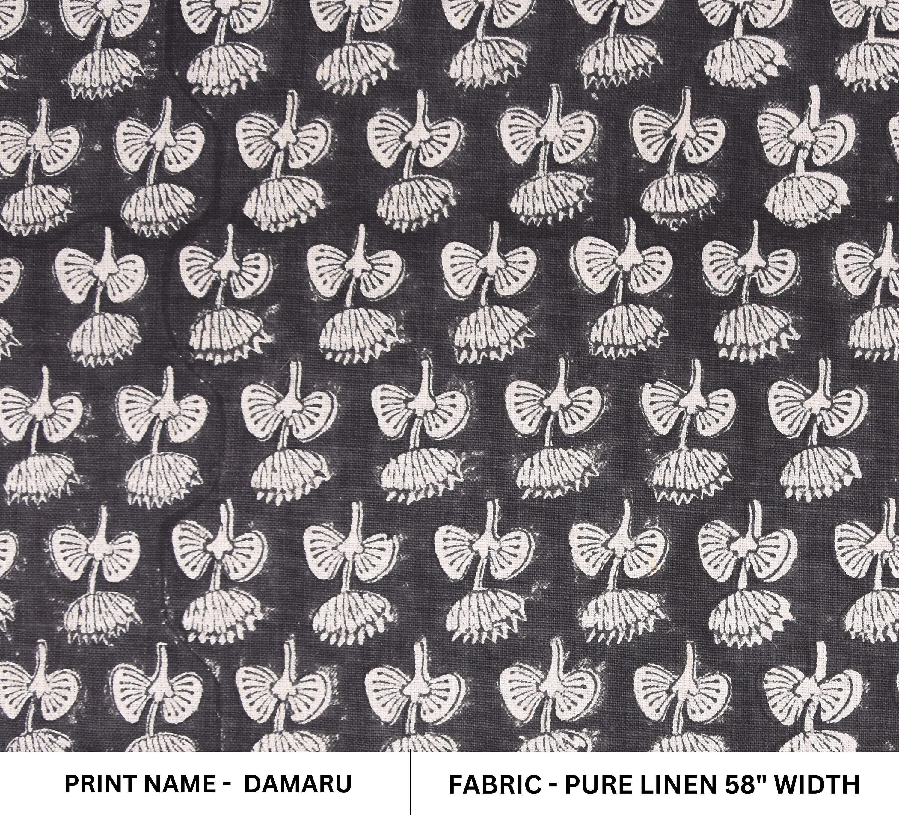 Earth-Toned Linen 58&quot; for Couch and Curtain Projects, Decorative Linen for Handmade Sofa Slipcovers and Runners, Premium Linen Fabric for Custom Home Styling Projects, Natural Linen with Hand Block Prints for Table Runners, Pure 58-Inch Linen for Cozy Boho Home Furnishings.