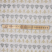 Indian Hand Block Hastakala Print Gray Floral Pure Linen Throw Fabric for Table Cover