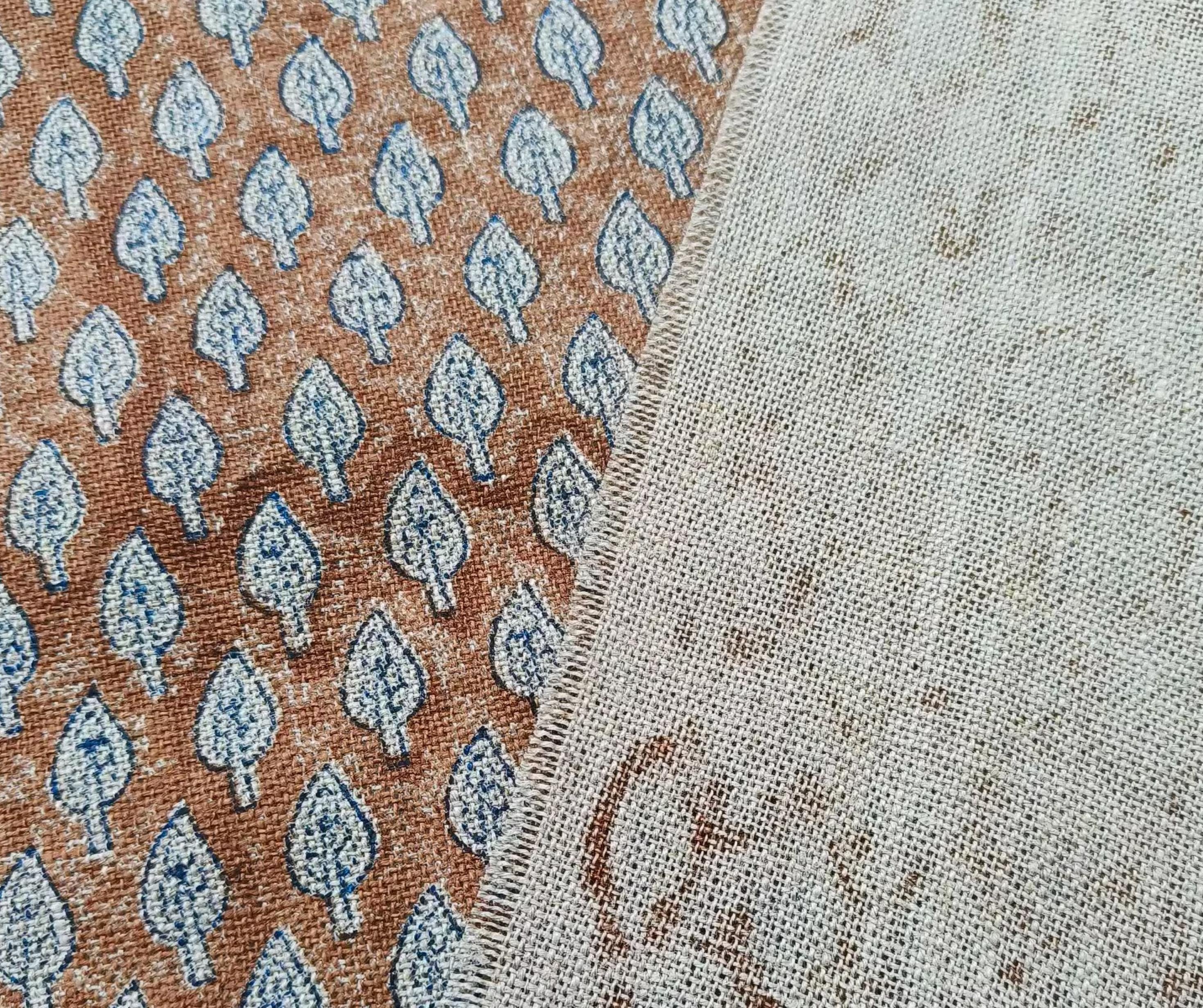Fabritual Hand Block Printed 58&quot; Linen for Bohemian Chairs and Drapes, Pure Linen Fabric for Decorative Drapes and Farmhouse Chairs, Indian Textile Print Linen Fabric for Tablecloths and Pillow Covers.