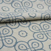 Block Print Curtain and Pillow Fabric in Viscose Linen 58” by Fabritual, Decorative Viscose Linen Fabric with Boho Block Print for Drapes.