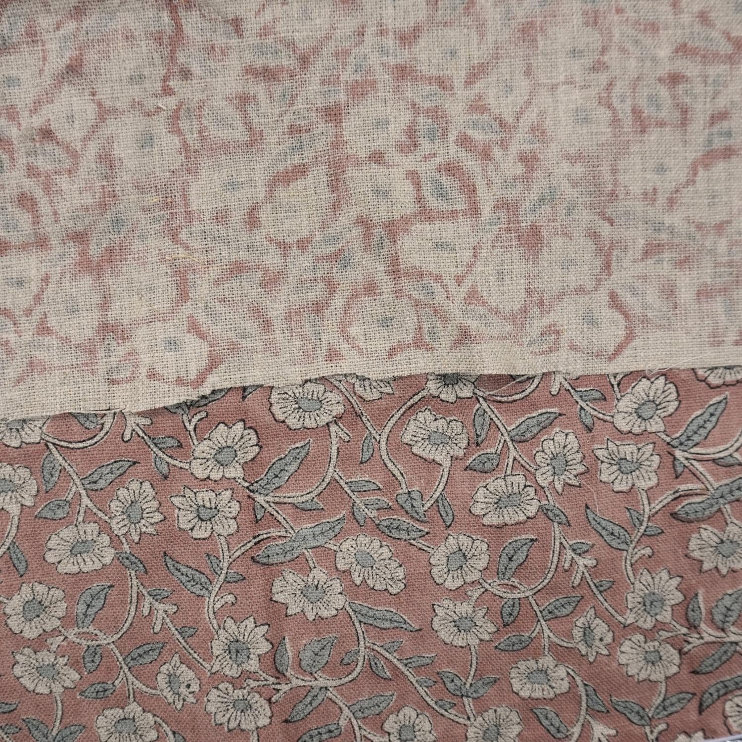 Block Printed Thick Linen 58" Wide Handmade Copper Rose Floral Indian Decorative Fabric for Drapery – HARIDWAR