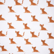 Indian Hand Block Brown Cat Print on Thick Cotton White Decortive Home Decor Fabric