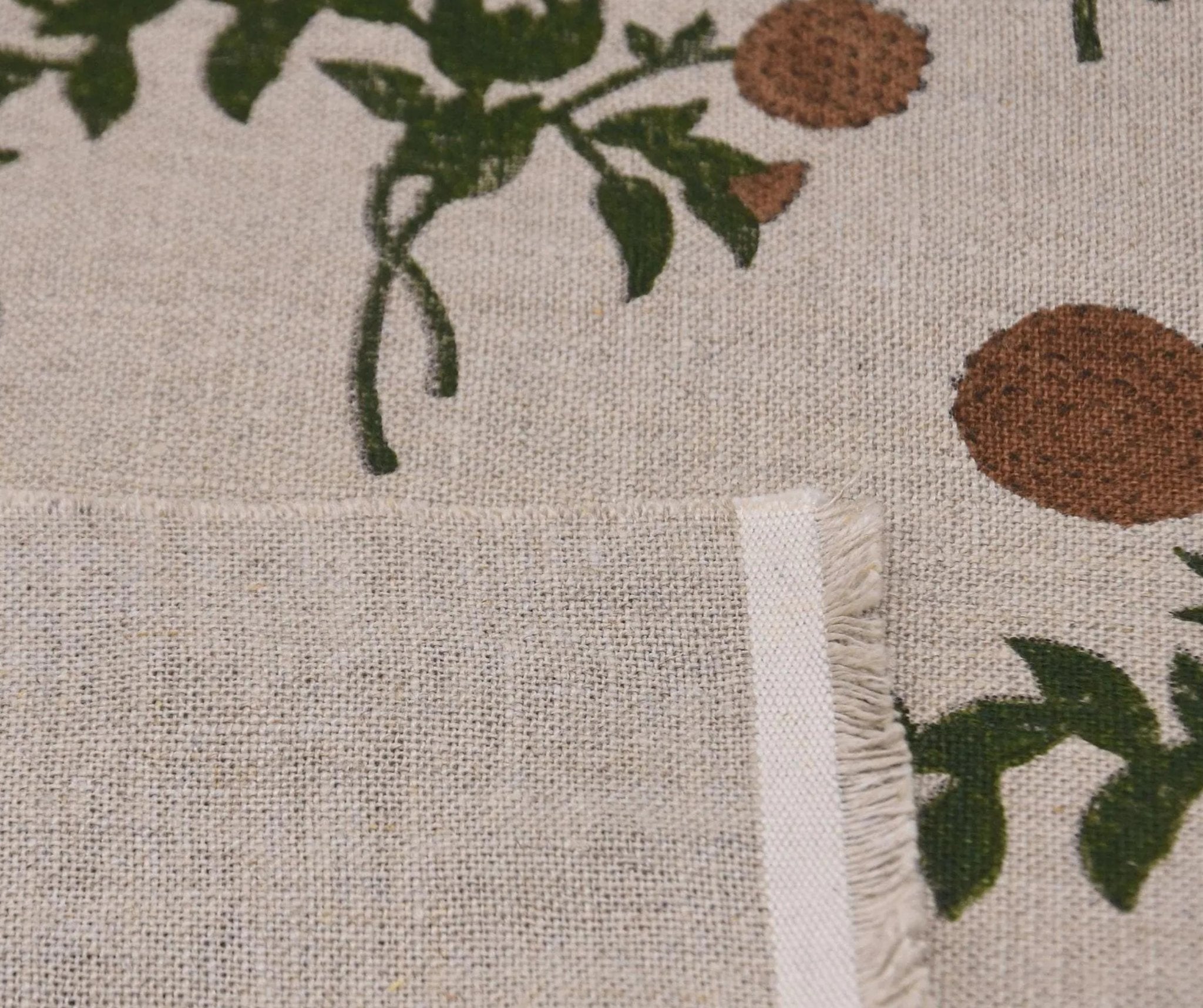 Linen Block Print Fabric 58&quot; Width Heavy Linen Natural Base Color Curtains and Drapes Upholstery Pillow Covers Tablecloths and Runners Bedding Tote Bag