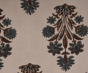 Thick Cotton Block Print Fabric 44 Inch Width Medium Weight Beige Base Color Curtains and Drapes Tablecloths and Runners Lampshades Napkins by Fabritual