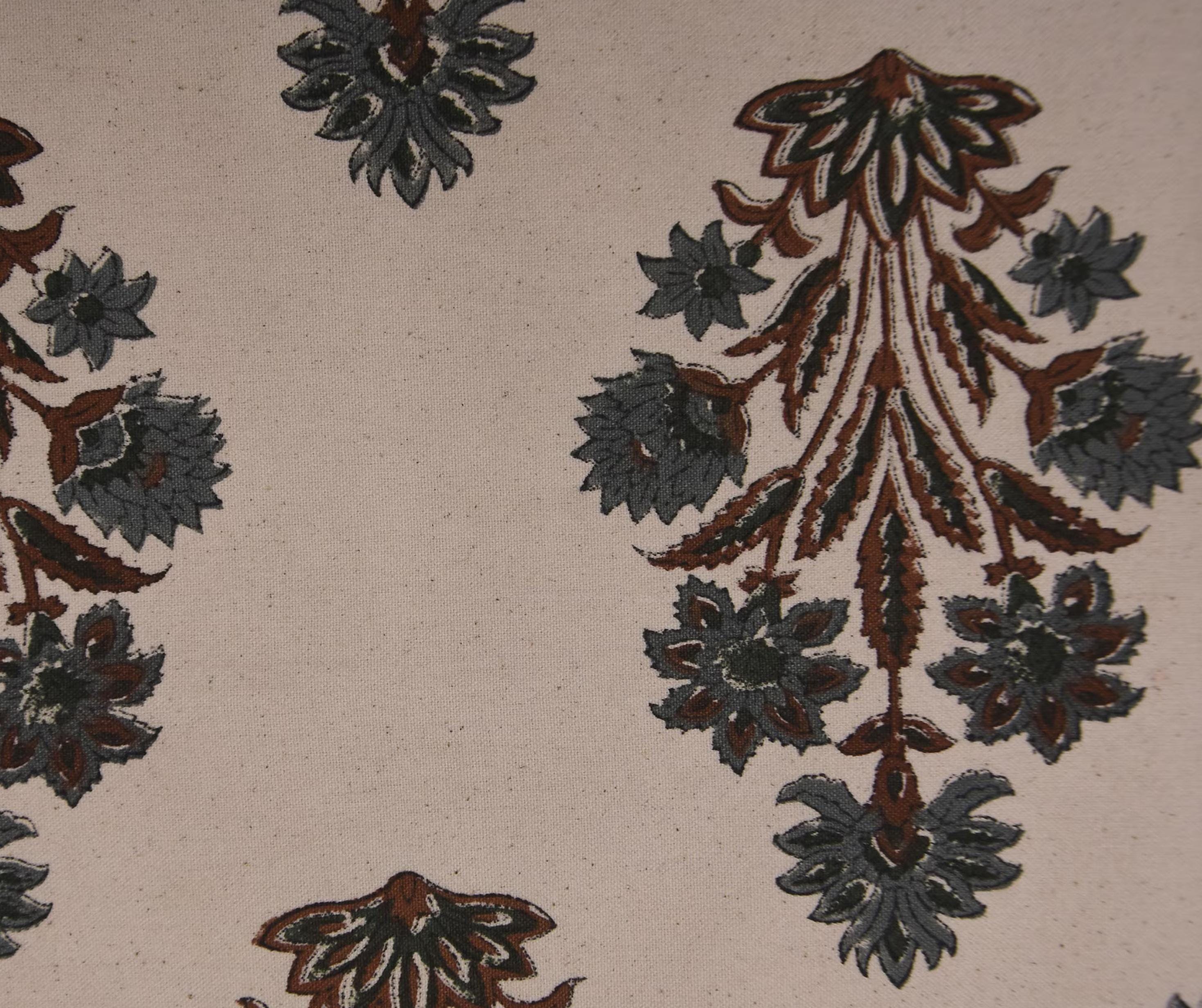 Thick Cotton Block Print Fabric 44 Inch Width Medium Weight Beige Base Color Curtains and Drapes Tablecloths and Runners Lampshades Napkins by Fabritual