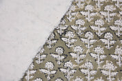 Cotton Block Print Fabric 50 Inch Width Medium Weight Duck Canvas Beige Base Color Curtains and Drapes Pillow Covers Tablecloths and Runners Bedding Tote Bag Lampshades Napkins