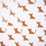 Indian Hand Block Brown Cat Print on Thick Cotton White Decortive Home Decor Fabric