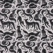 Indian Handmade Black Gehravan Print Textile Fabric on Pure Linen for Upholstery