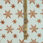 Handmade Brown Stars Block Printed Thick Cotton White Fabric for Festive Decor & Tablecloths – Sparkle