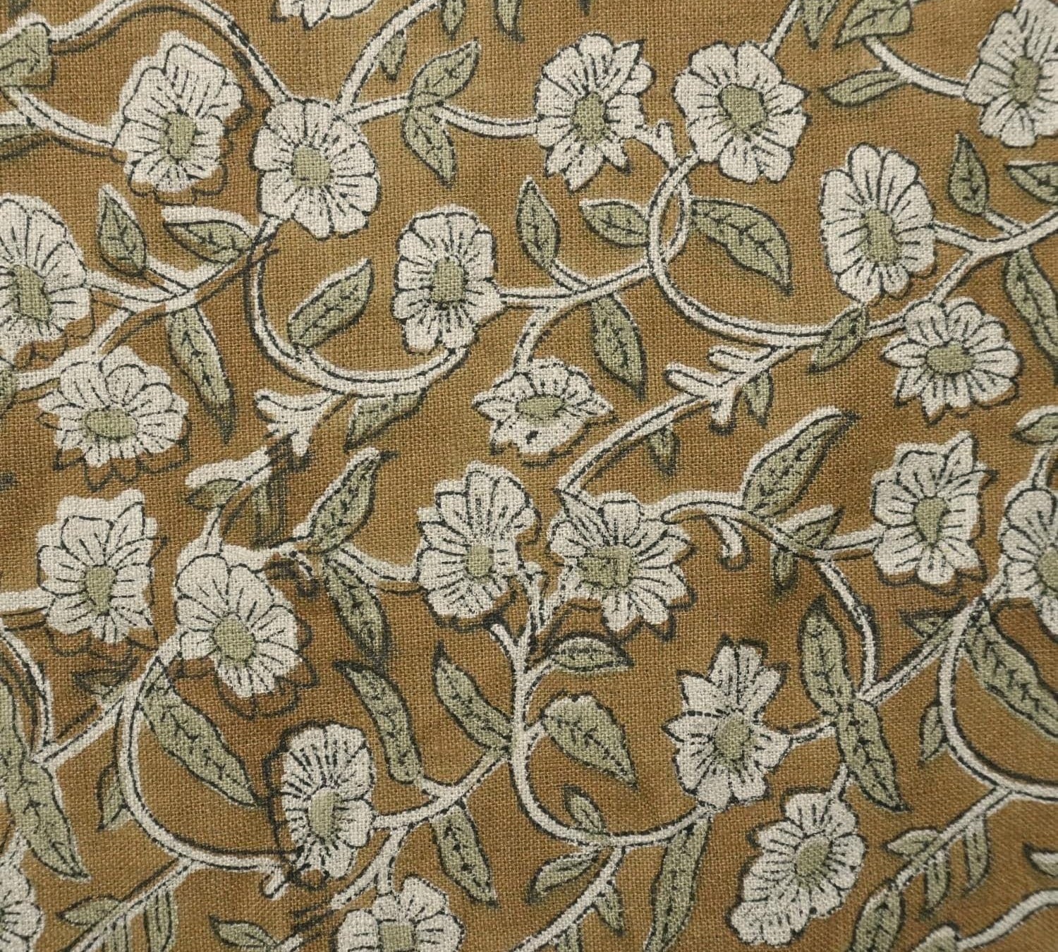 Linen Block Print Fabric 58 Inch Width Medium Weight Linen Natural Base Color Handmade Creative Design To Make Curtains and Drapes Upholstery  Tablecloths and Runners Bedding Tote Bag Lampshades Napkins by Fabritual