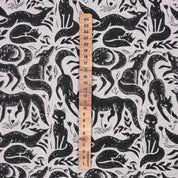 Indian Handmade Black Gehravan Print Textile Fabric on Pure Linen for Upholstery