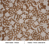 Block Printed Brown Linen Fabric for Home Decor & Upholstery – Firoza