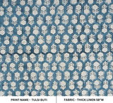 Hand Block Print Beige Tulsi Buti Pillow Cover – Thick Linen Fabric