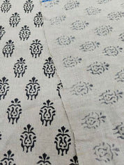 Hand Block Print Black Floral Pure Linen Fabric Room Decor - Kartikya